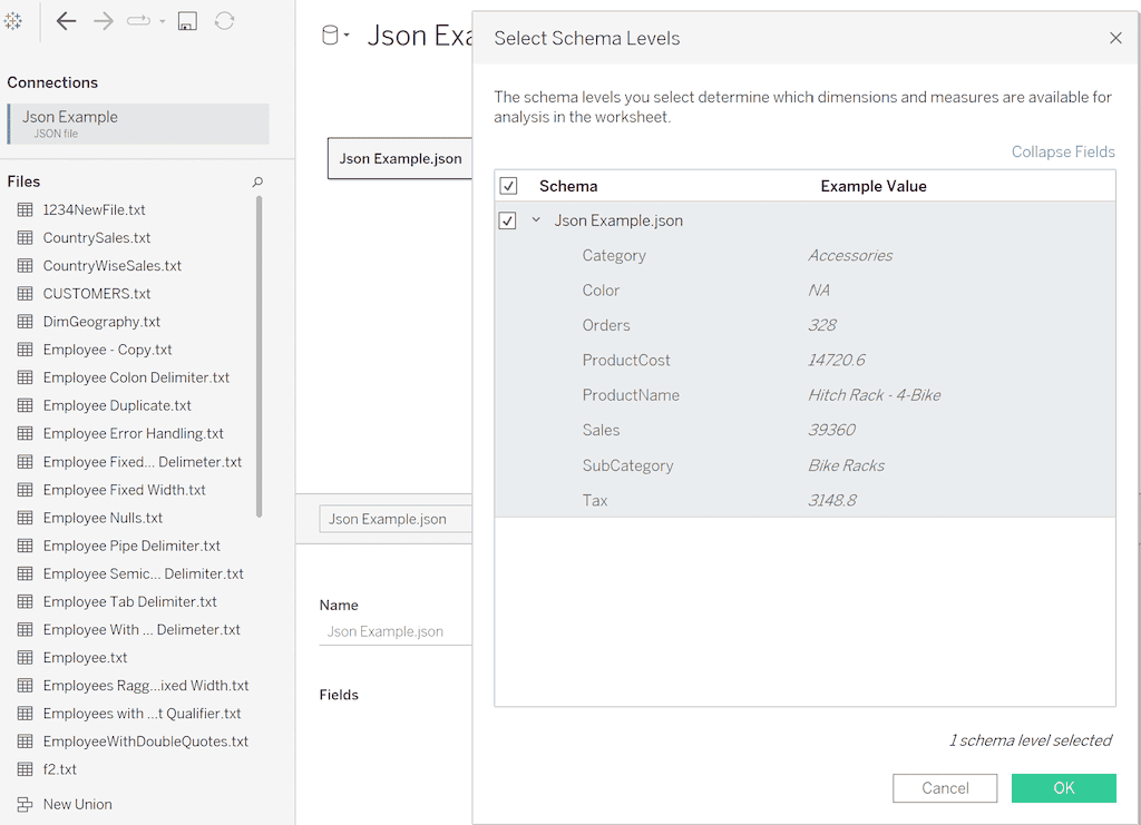 Select Schema Levels