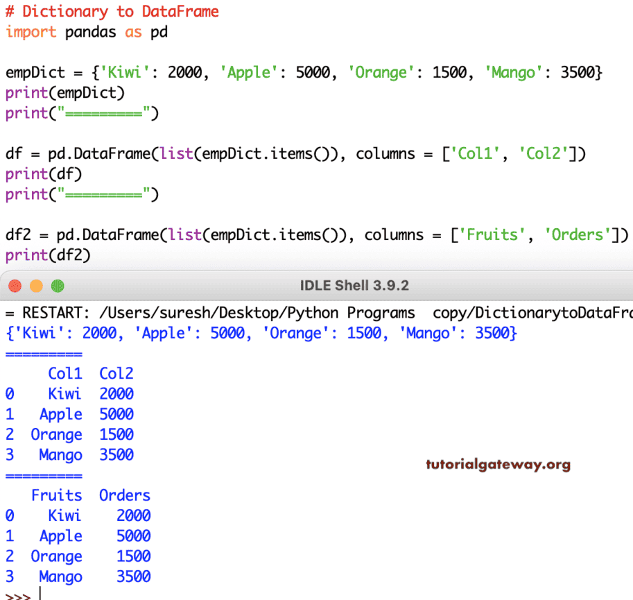 Convert Dictionary to Pandas DataFrame