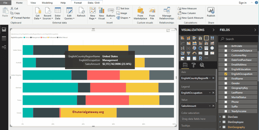 Create a 100% Stacked Bar Chart in Power BI 3