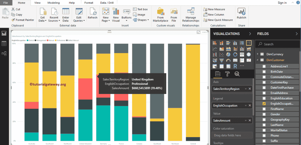 Create 100% Stacked Column Chart in Power BI 2