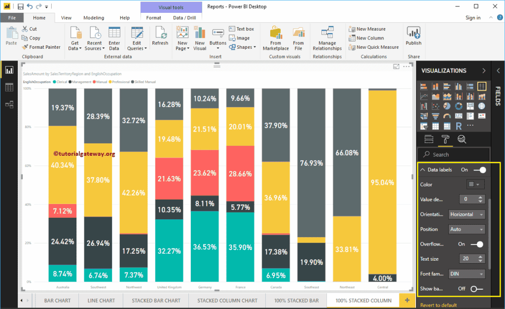 Create 100% Stacked Column Chart and add Data Labels 5
