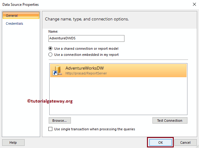 data source properties in report builder 5