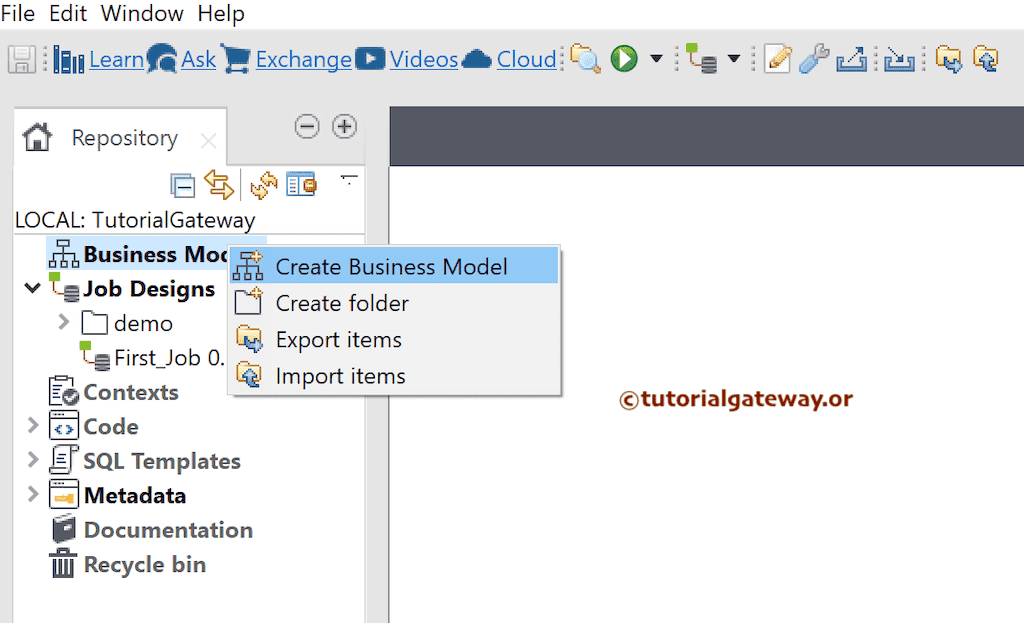 Create a Talend Business Model 1