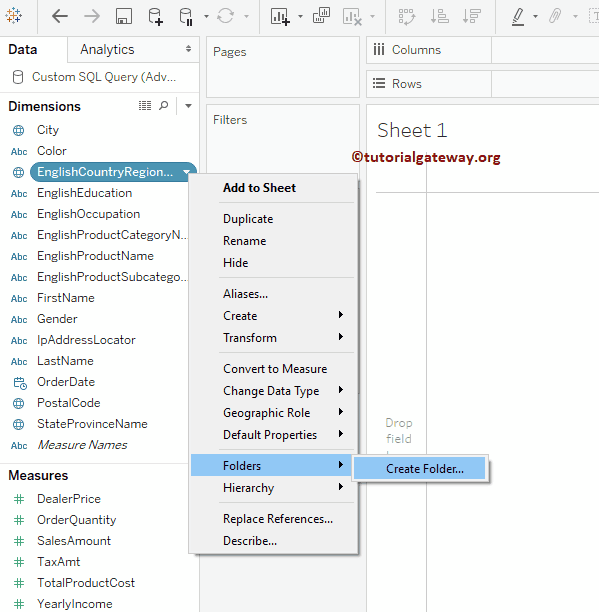 Create Folders in Tableau 1