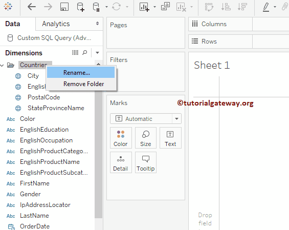 Create and Rename Folders in Tableau