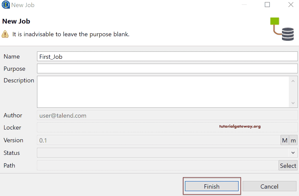Assign Name and Description to new job