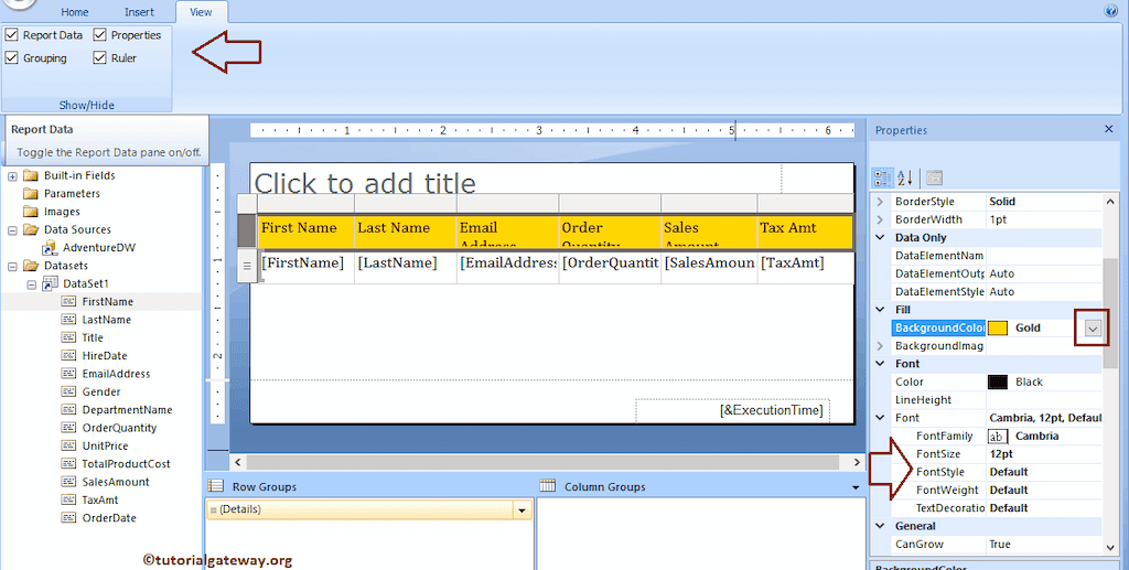 Format Table Report in Report Builder 13