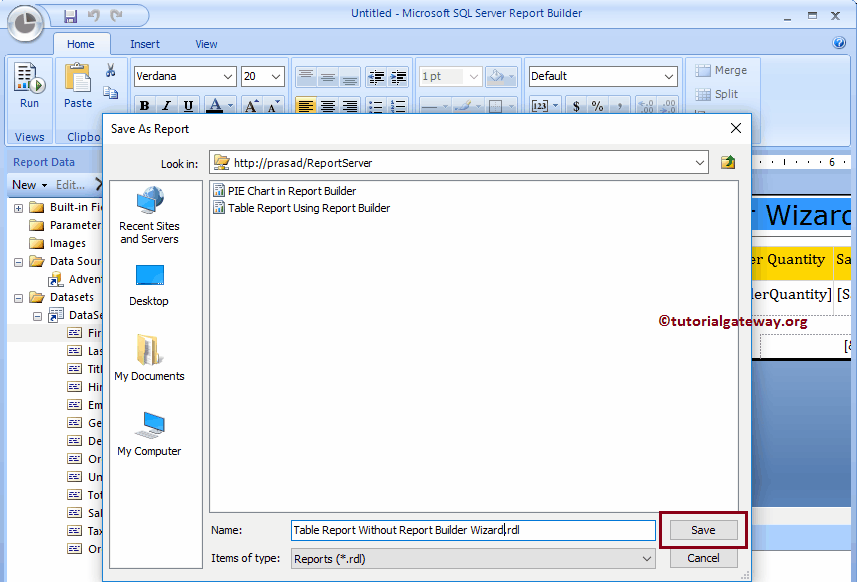 Create New Report in Report Builder 18