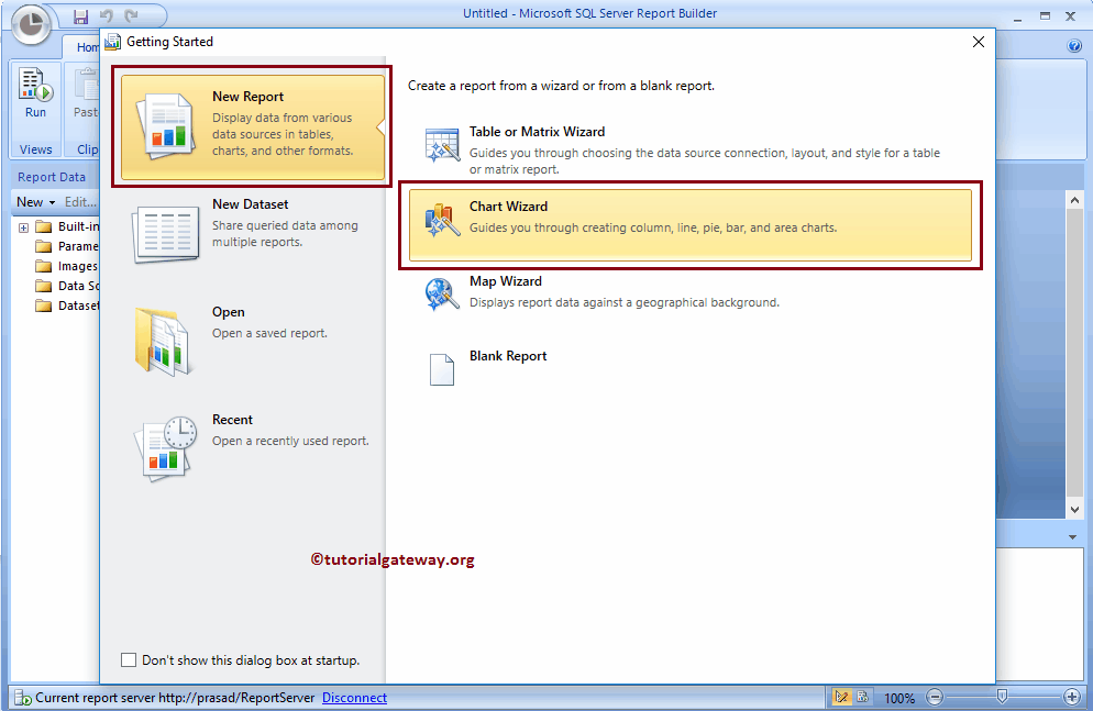 Select New Report Chart Wizard 3