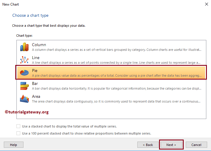 Create Pie Chart in Report Builder Wizard 5