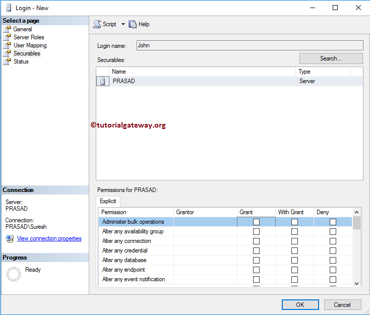 Created Login permissions on instance 10