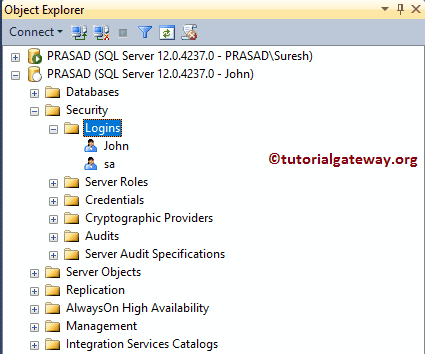 Available users in management studio 15