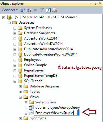 Rename Views in SQL Server management Studio 16