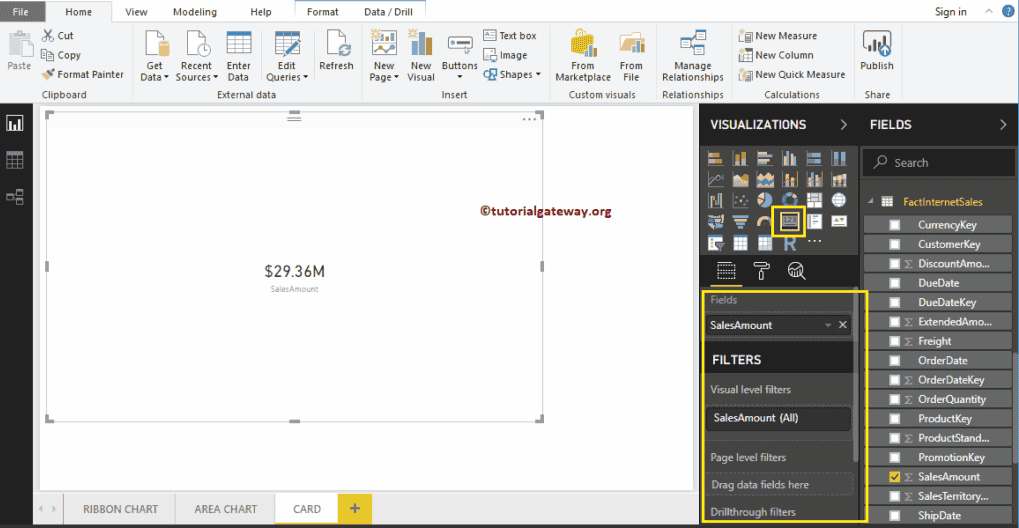 Create a Card in Power BI 1