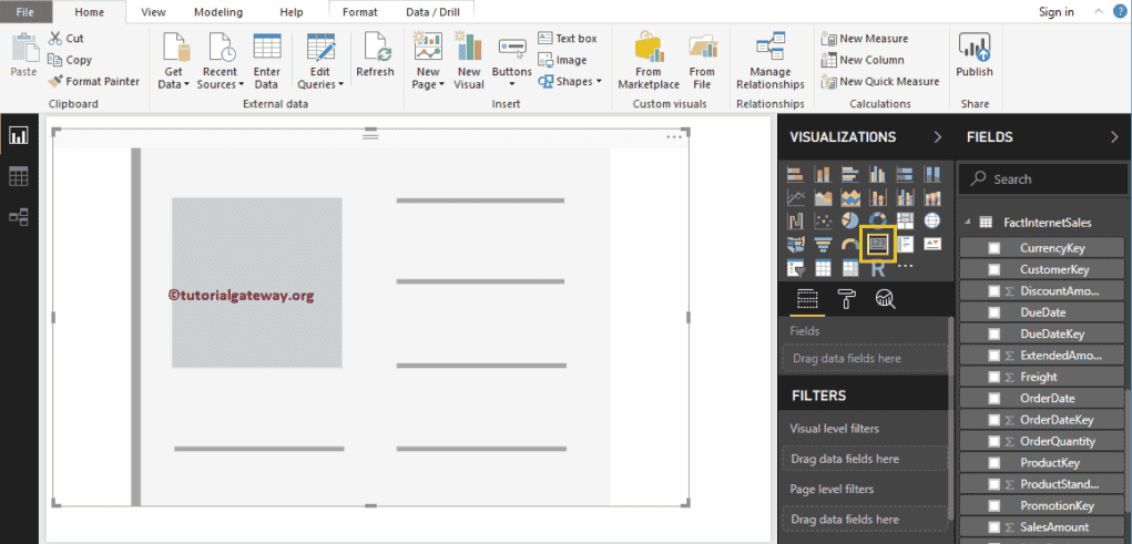 Create a Card using Visualization Icon