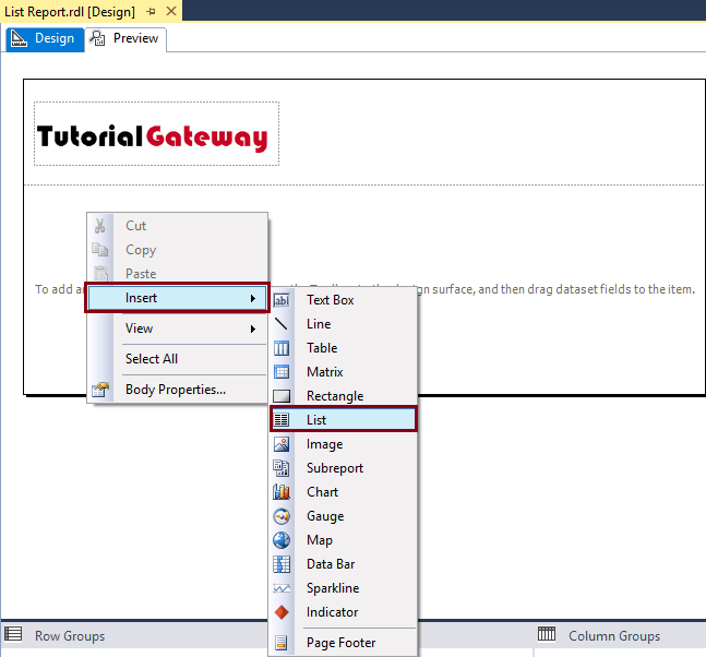 Insert List Report 3