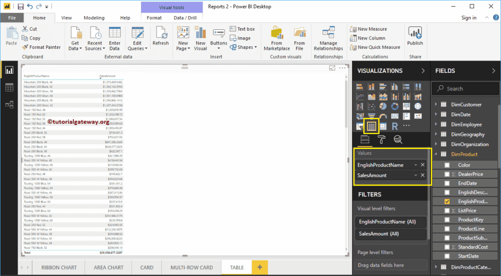 Create a Table and add Values 3