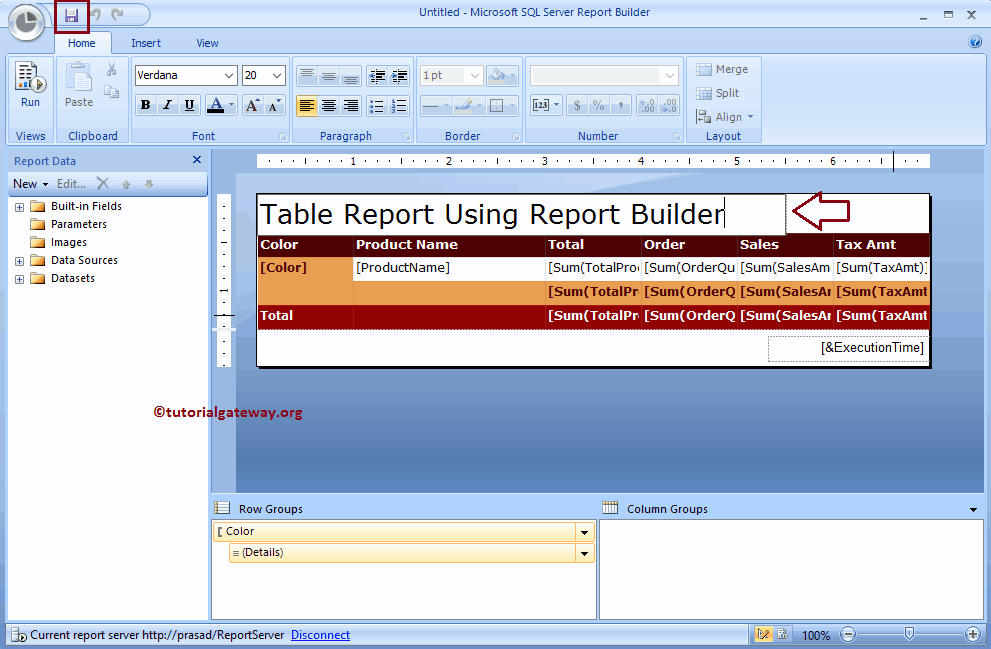 Save Matrix in Report Builder Wizard 19