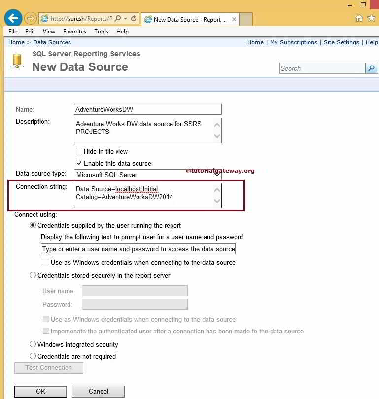 Create Shared Data Source in SSRS Report Manager 4