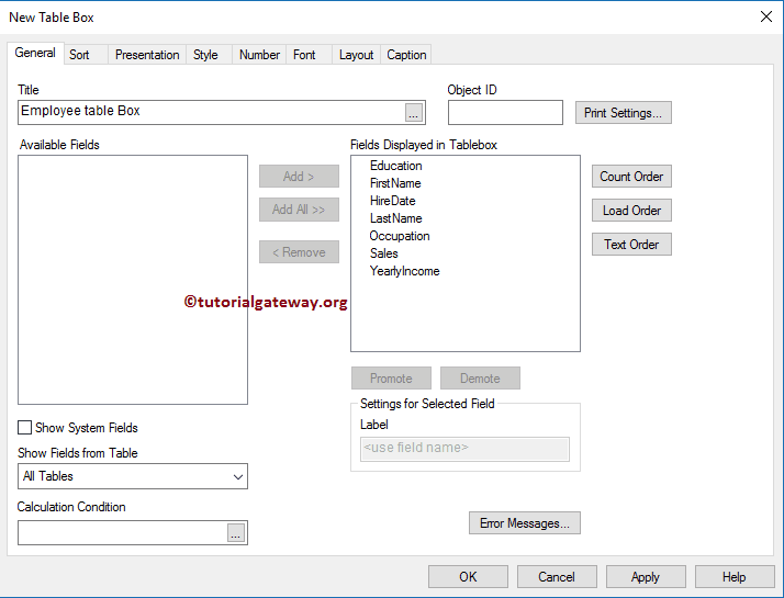 Add Fields to Displayed section 7