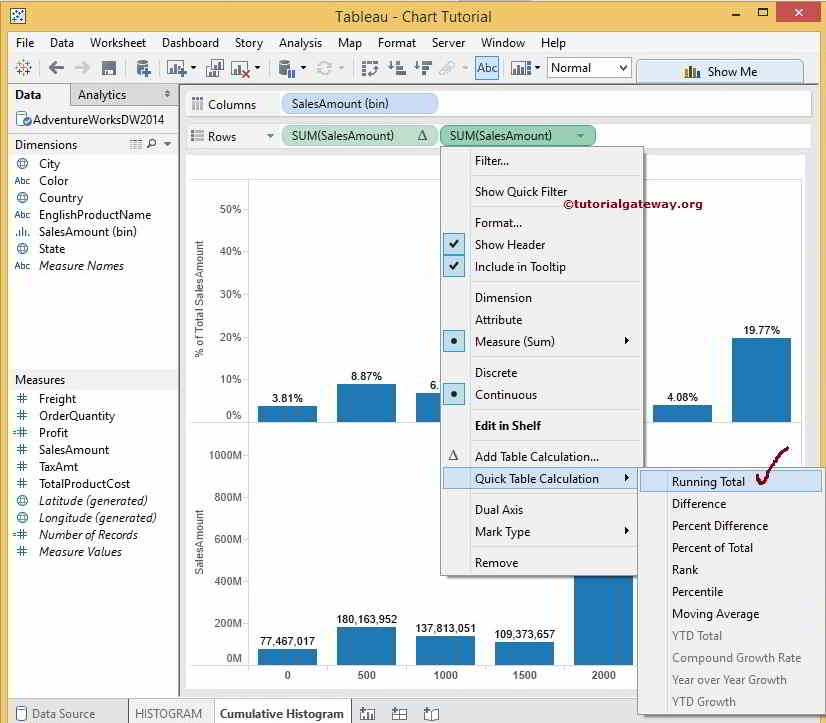 Cumulative Histogram in Tableau 2