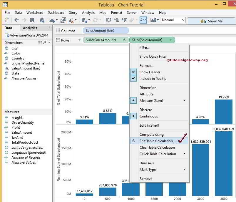 Cumulative Histogram in Tableau 3