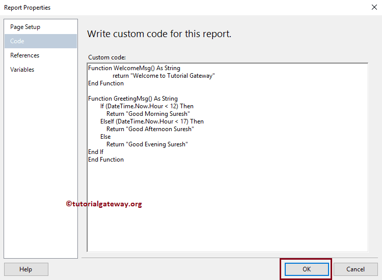 Custom Code in SSRS Table Report 11