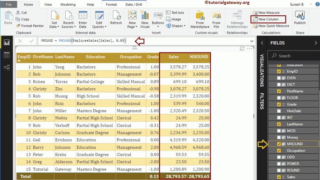 DAX MROUND math Function 