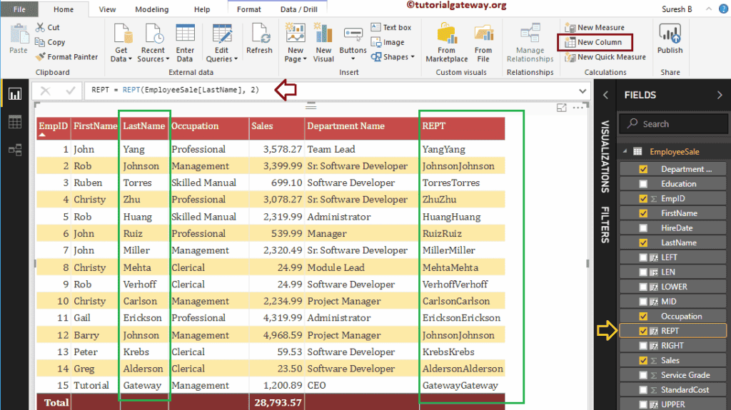 DAX REPT Function to repeat string