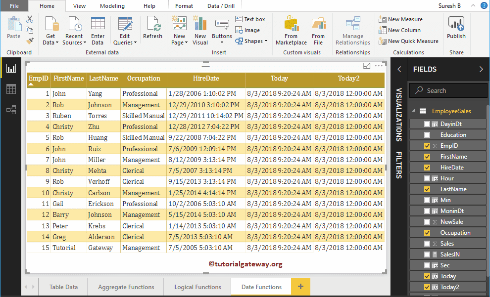 DAX Today Date Function 
