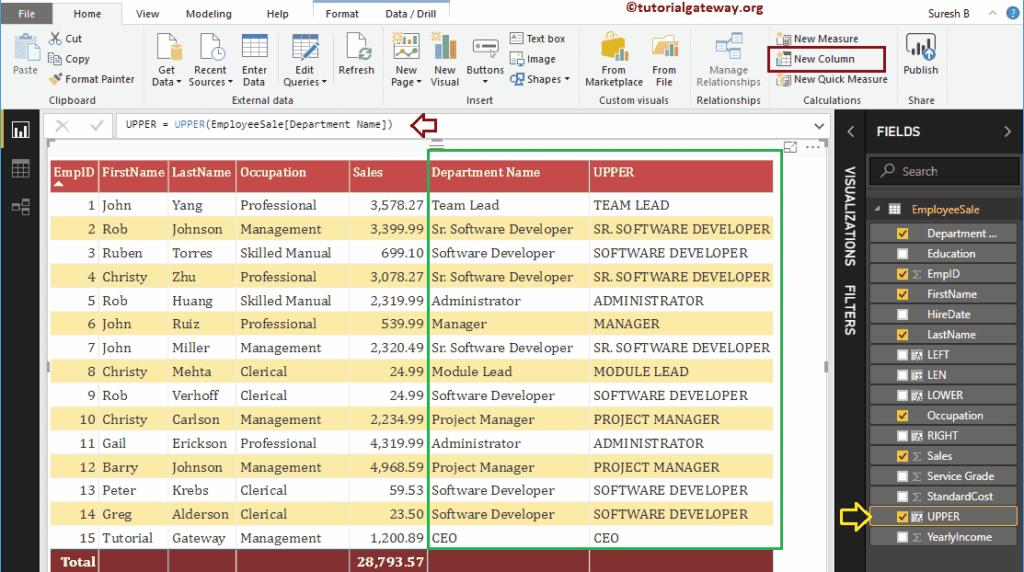 DAX String UPPER Function