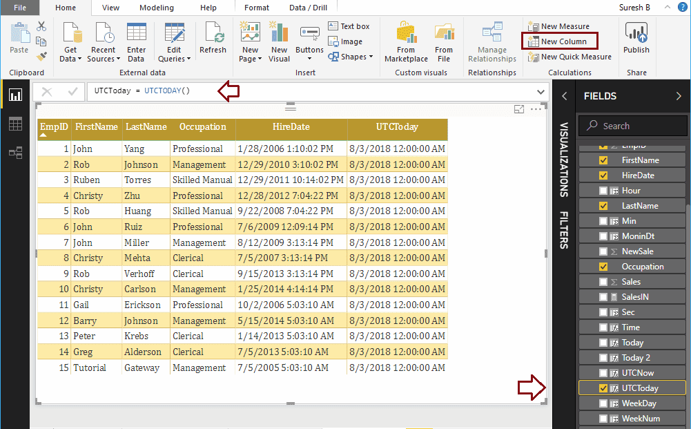 DAX UTCTODAY Date Function 