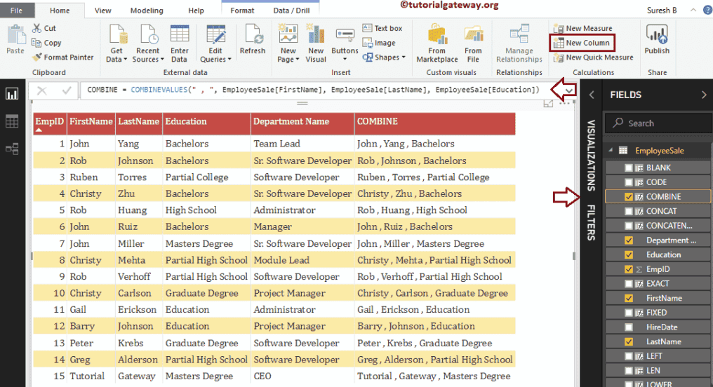 DAX combinevalues Function