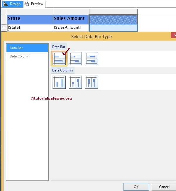 Select the SSRS Data Bar Type 3