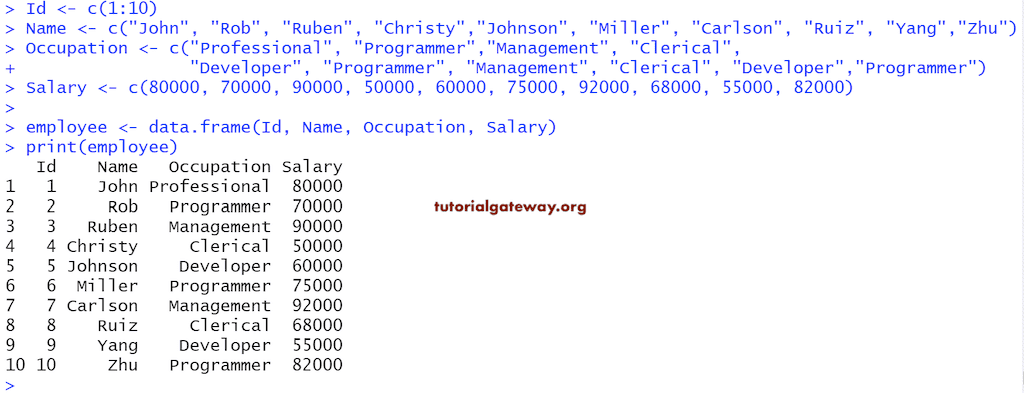 Data Frame in R Programming 1