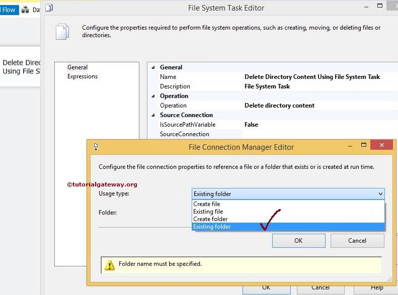 Delete Directory Content Using File System Task in SSIS 4