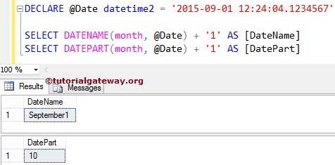 Difference between DATEPART and DATENAME in SQL 2