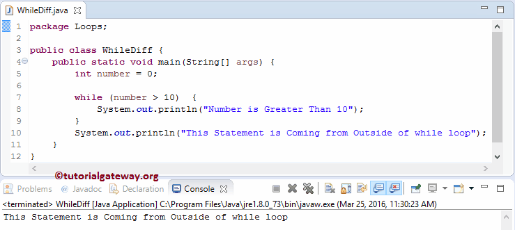 Difference between While loop and Do While loop Example 1