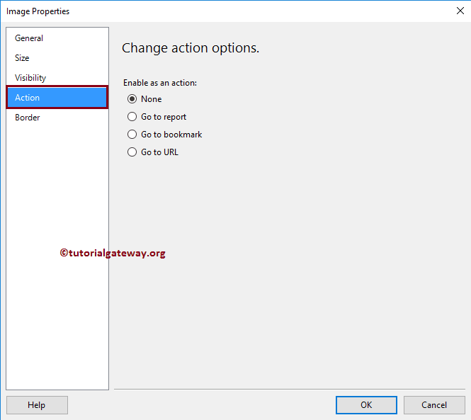 report Image action Properties