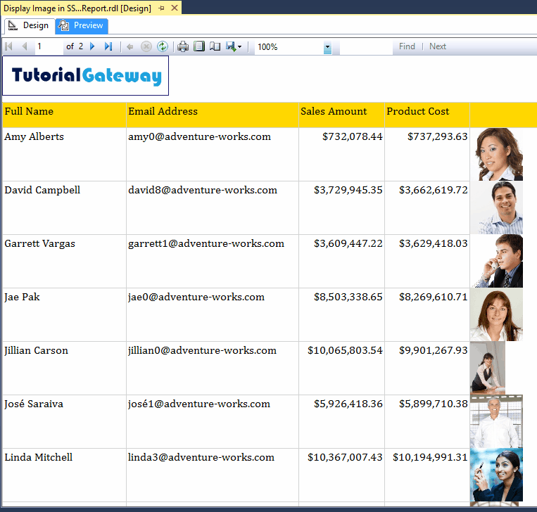 Display Database Images in a SSRS Report