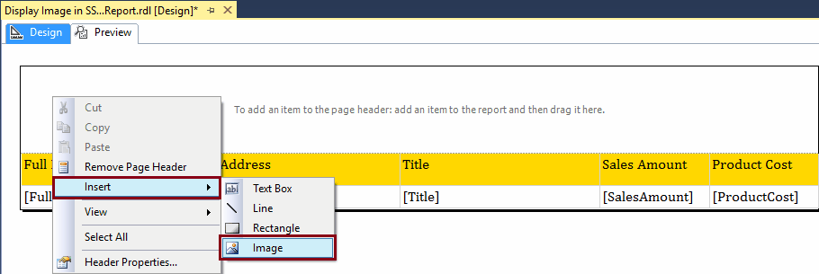 Insert Image into a Report