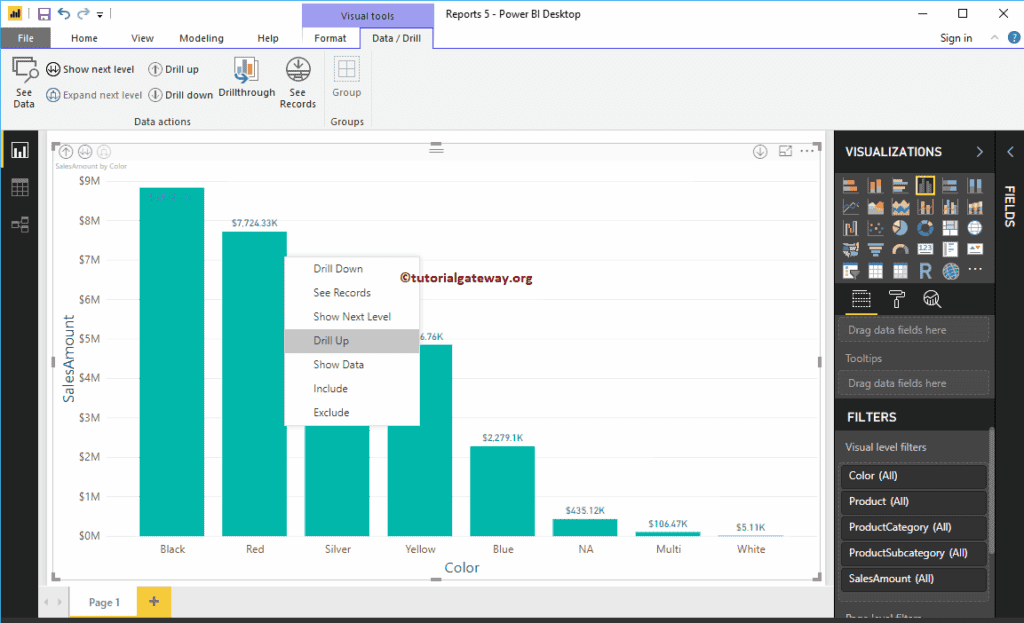 Drill Up and Drill Down Reports in Power BI 14