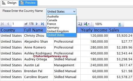 SSRS Drop Down List Parameters 7