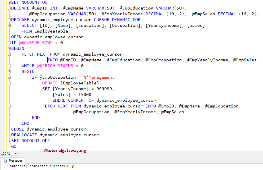 Dynamic Cursor in SQL Server 2