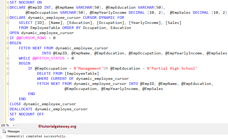 Dynamic Cursor in SQL Server 4