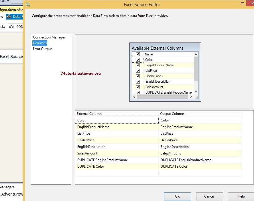 EXCEL Source Column Mapping 8