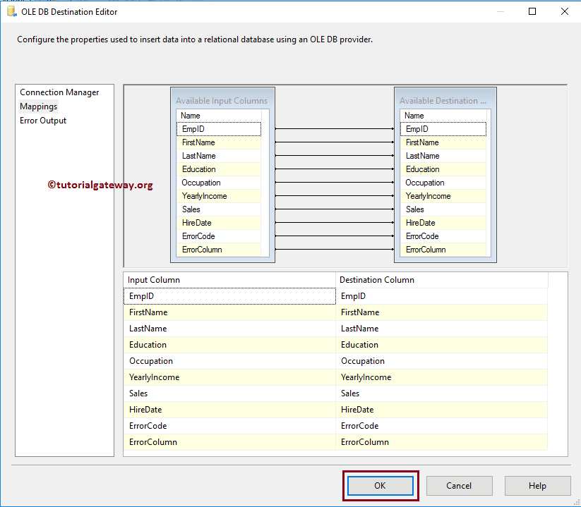 Input and Destination Column Mapping 14