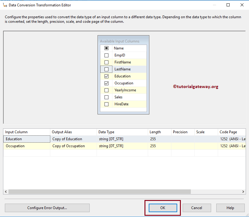 Data Conversion Transformation Editor 6