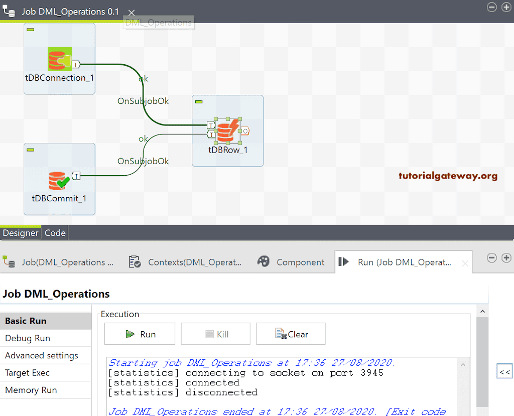 Run the Job to Execute SQL Queries in Talend