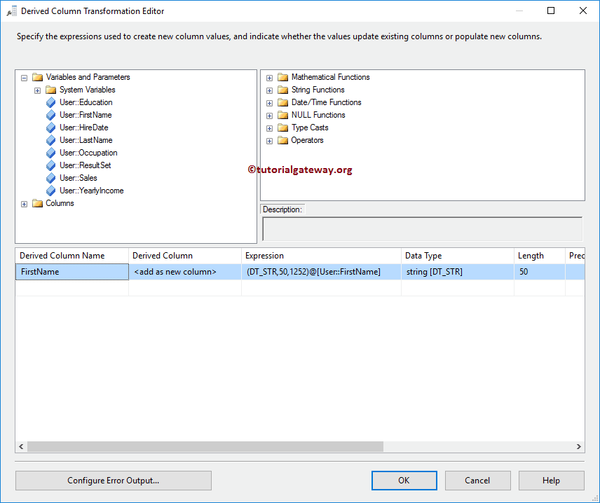 Derived Column Transformation Editor 17